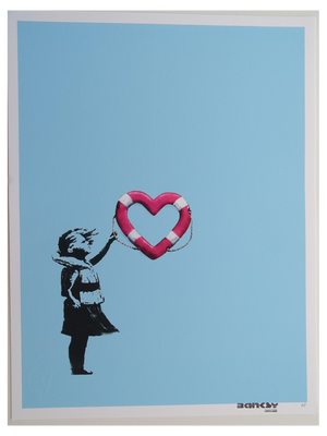 Banksy X Post Modern Vandal, Girl with Heart Shaped Float, 2021, Print