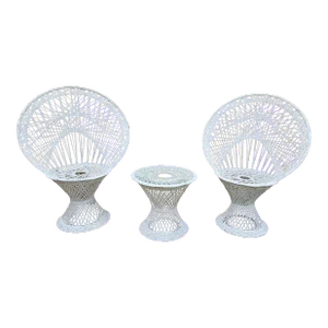 1950s Woodard Spun Fiberglass Peacock Chair Set - 3 Pieces