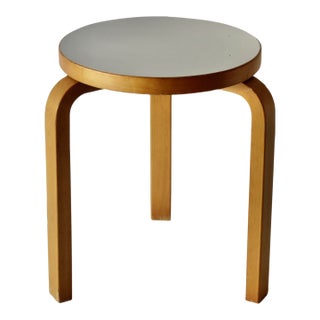 1990s Alvar Aalto 3 Legged Stool Model 60 in Birch White Top Artek For Sale
