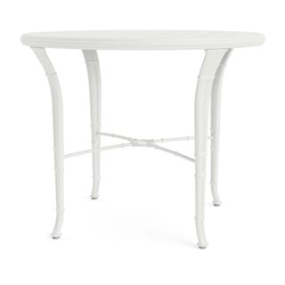 Brown Jordan Calcutta 36" Round Cast Bistro Umbrella Table in Chalk For Sale