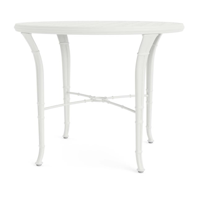 Brown Jordan Calcutta 36" Round Cast Bistro Umbrella Table in Chalk For Sale