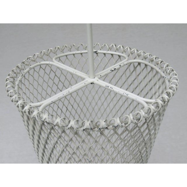 Mid-Century White & Yellow Metal & Brass Umbrella Stand, Tray, & Jug , Set of 3 For Sale - Image 4 of 18