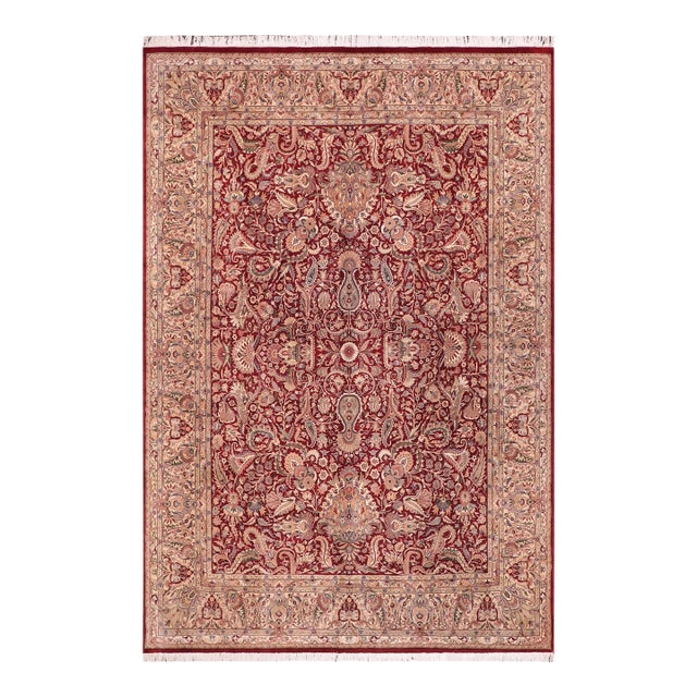 Shabby Chic 1990's Pak-Persian Red/Beige Wool Rug - 9'2'' X 12'4'' For Sale