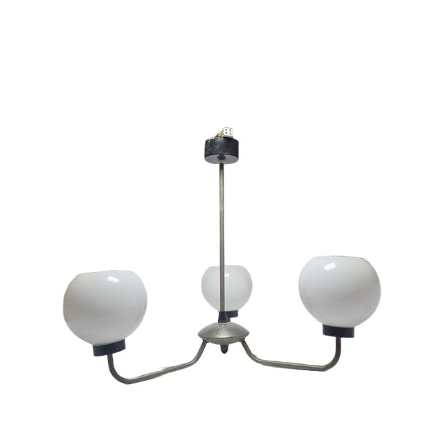 Art Deco Glass Chandelier, Poland, 1970s For Sale - Image 3 of 13