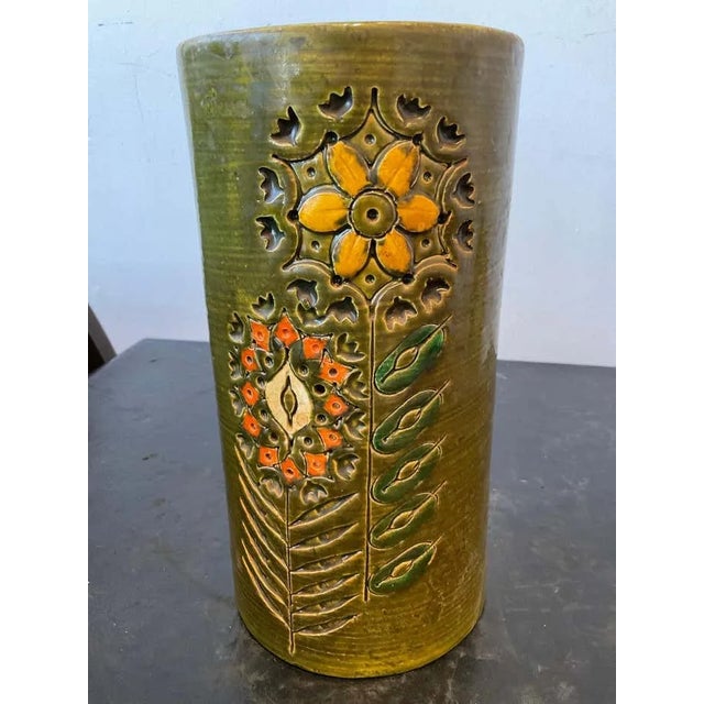 1960s Green Floral Bitossi Vase For Sale In New York - Image 6 of 8
