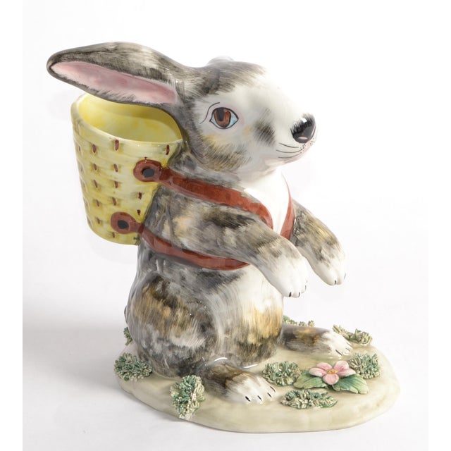 Whimsical Designer Majolica Vintage ceramic rabbit, bunny or hares' hand-painted collectibles modern minimalist Animal...