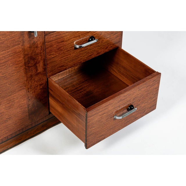 Art Deco Tiger Wood Dresser Cabinet, Vintage Streamline Modern 1940s For Sale - Image 10 of 15