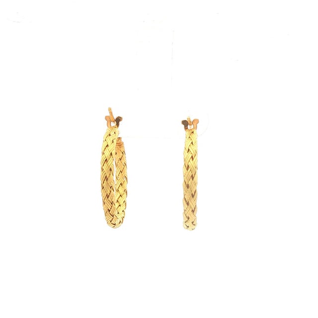 Contemporary 18k Gold Woven Hoop Earrings, A Pair For Sale - Image 3 of 3