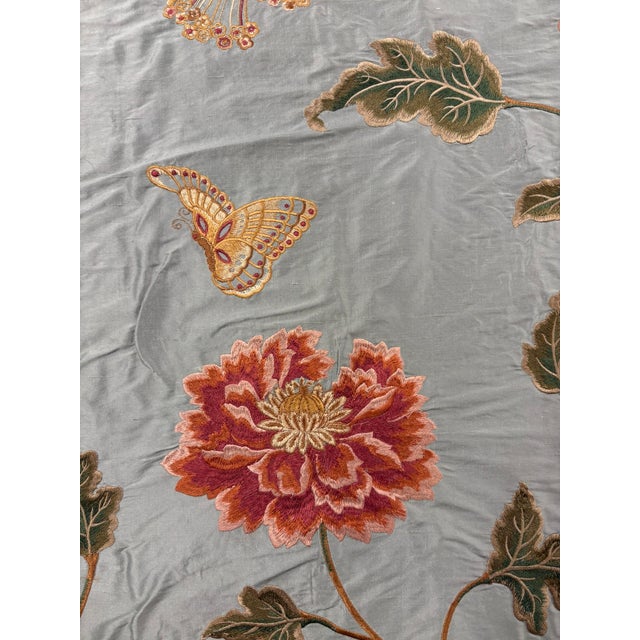 Colefax & Fowler "Oriental Poppy" Silk Embroidered Fabric - 5 Yard Piece For Sale - Image 9 of 9