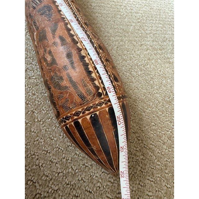 Folk Art Monumental 22" Peruvian Hand Carved Mate Burilado Storyteller Gourd Rattle - Vintage For Sale - Image 3 of 13