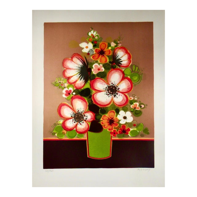 Frederic Menguy Un Vase De Fleurs Ii (Flowers In A Vase) C.1980 Reproduction Print For Sale