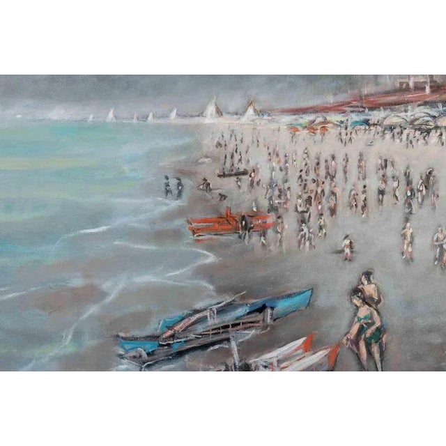 Michelangelo Cupisti, Versilia Beach in June, Oil Painting, 1990s For Sale - Image 4 of 5