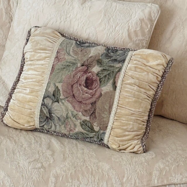 Abc Carpet & Home Vintage Tapestry Velvet Rose Pillow - 20" X 13" For Sale In Columbus - Image 6 of 6