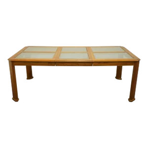 American Drew Italian Modern 85" Glass Topped Dining Table 53-760