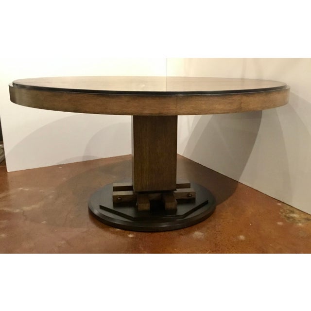 Henredon Modern Oak Finished Round Dining Table Chairish