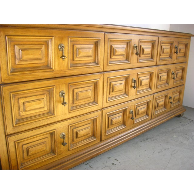 Vintage Mid Century Modern 9 Drawer Triple Dresser by Drexel