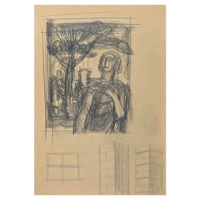 Gaspard Maillol, The Woman in a Garden, Drawing, Early 20th Century For Sale