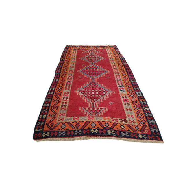 Vintage Kilim Hand Made Wide Runner Rug - 5′8″ × 11′9″ - Size Cat. 6x9 For Sale