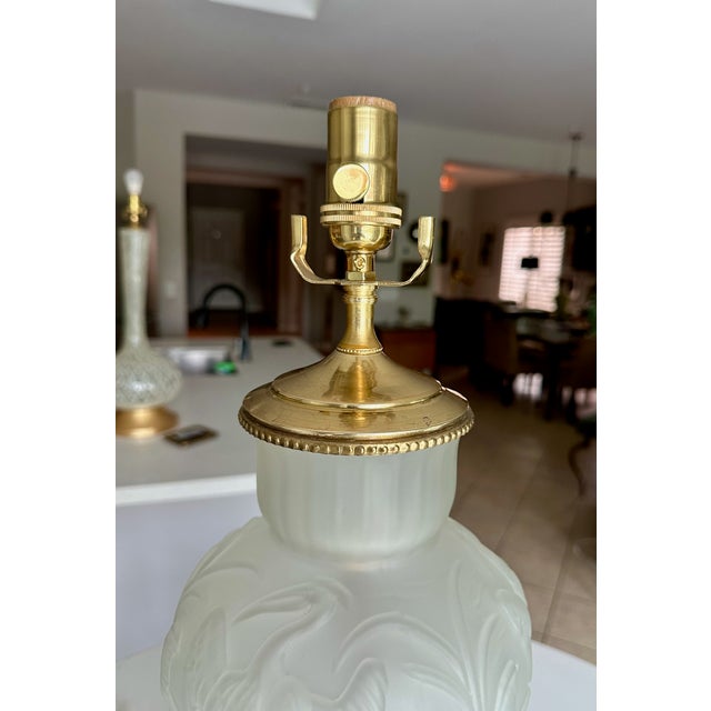 Single Chinoiserie Satin Glass Muller Freres Style Table Lamp For Sale - Image 9 of 15