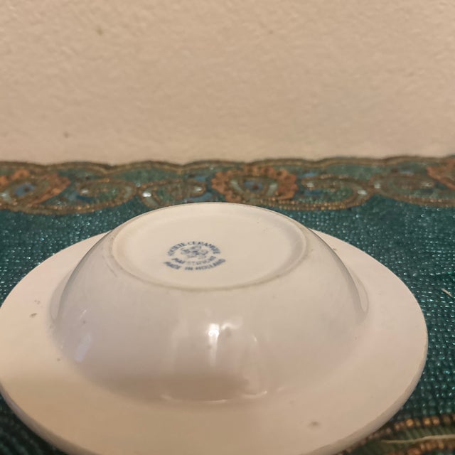 Blue Mid-Century Dutch Blue Lucas Bols Ceramic Ashtray - Made in Holland For Sale - Image 8 of 9