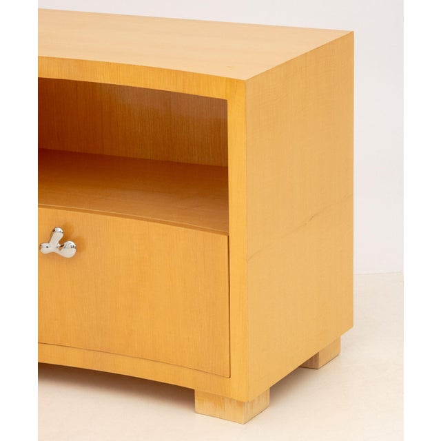 Art Deco Modern Maple Concave Bedside Tables, Pair For Sale - Image 3 of 7