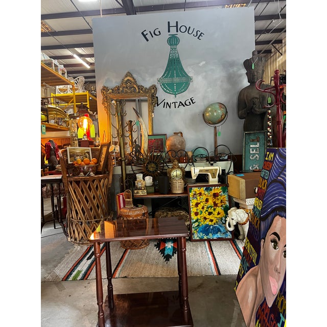 1970s Small Vintage Wooden Rectangular Side Table With Low Shelf For Sale - Image 5 of 6