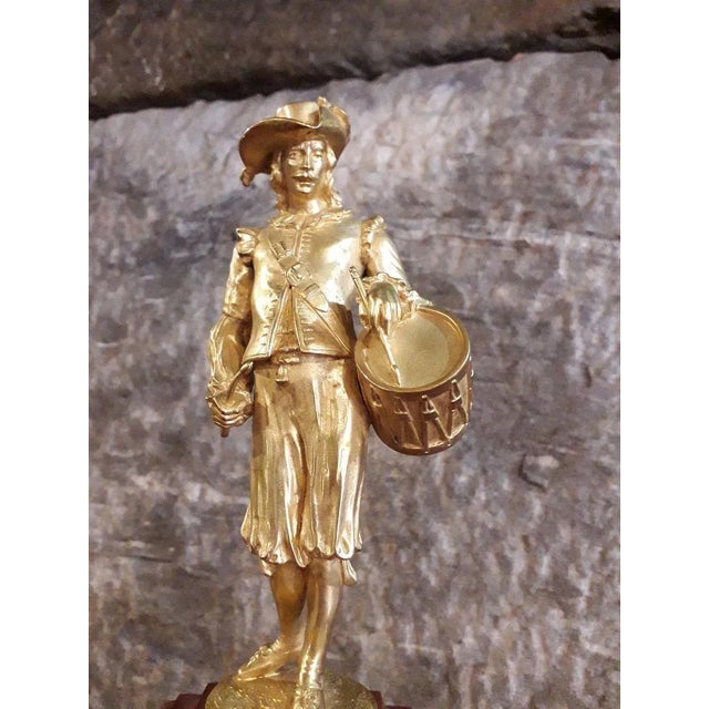 Antique Clock with Sculpture of a Drummer from E.Thomas For Sale - Image 4 of 11