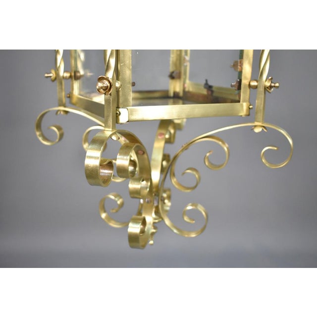Large French Brass Lantern, 1920s For Sale - Image 13 of 18