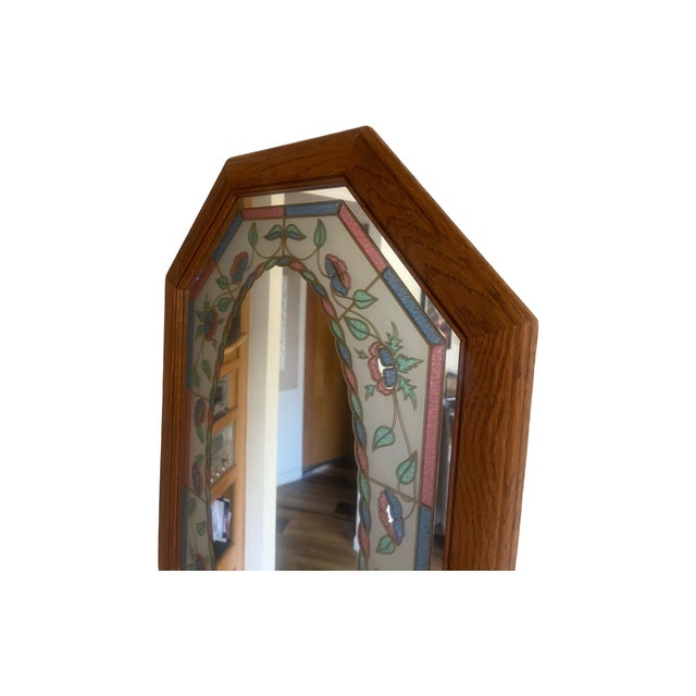 Silver Vintage Octagon Wall Mirror: 1980s Postmodern Leaf Design, Windsor Oak Frame For Sale - Image 8 of 12