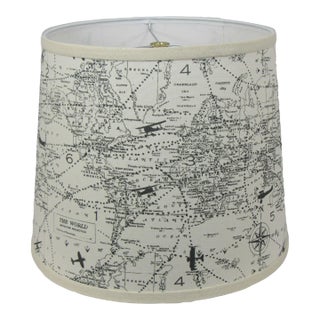 14" World Map Drum Lamp Shade For Sale