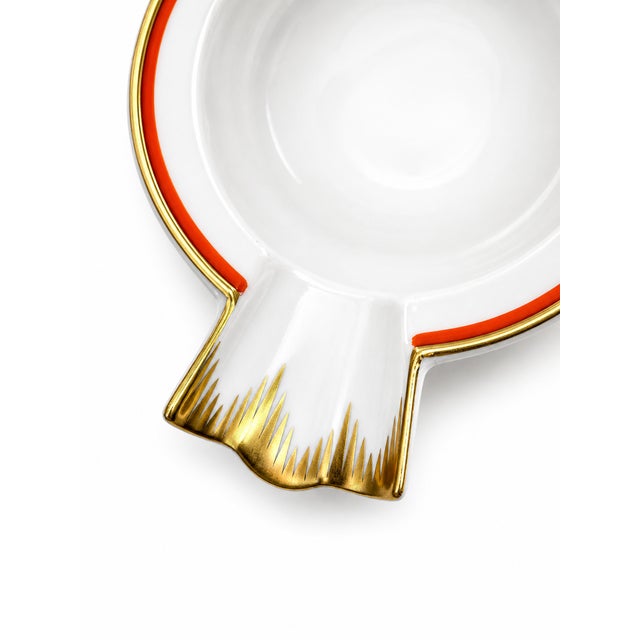 Art Deco Meissen Porcelain Cigar Ashtray with Coral Line and Gilded Trim, 1920s For Sale - Image 4 of 6