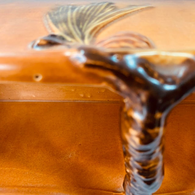 Wood 1940s Roseville Pine Cone Brown Rare Window Box Planter W/ Handle For Sale - Image 7 of 14