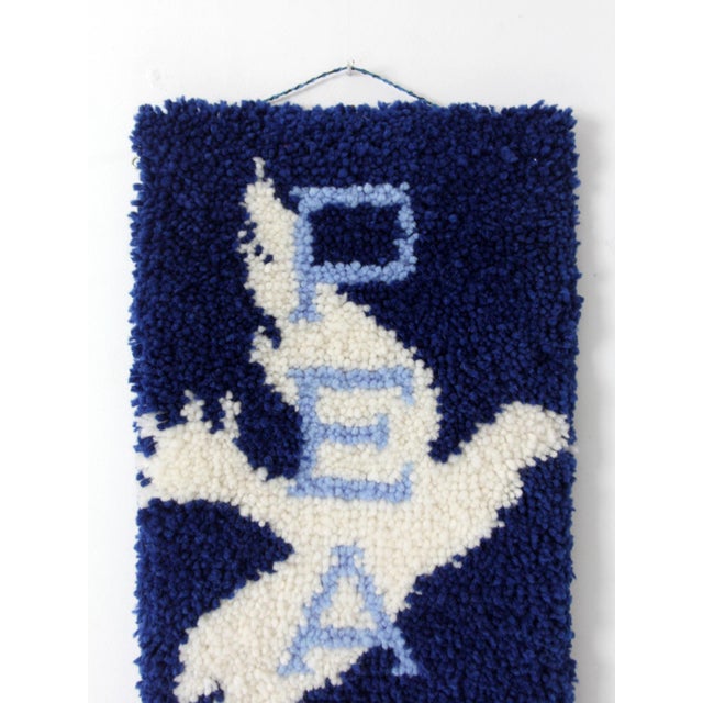 Vintage 1970s Hand-Hooked Peace Dove Wall Hanging For Sale - Image 6 of 10