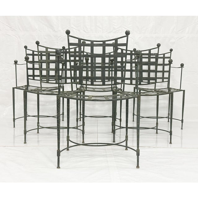 1970s Mario Papperzini for Salterini Iron Patio Dining Set, 6 Chairs & Matching Table, Attributed For Sale - Image 17 of 18