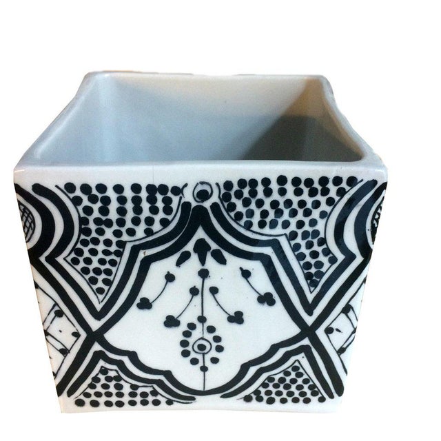 Modern Cubic Black Porcelain Planter For Sale - Image 4 of 4