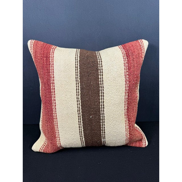 Turkish Hemp Pillow Cushion Natural Beige Red Pillow Cushion Cover 20x20 For Sale - Image 4 of 4