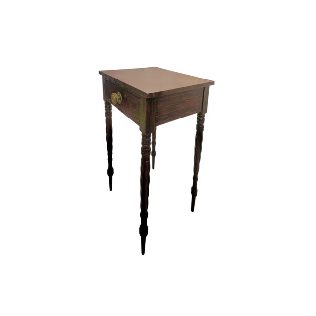 Late 20th Century Late 20th Century Mahogany One-Drawer Side Table With Spindle Leg and Brass Handle For Sale - Image 5 of 11