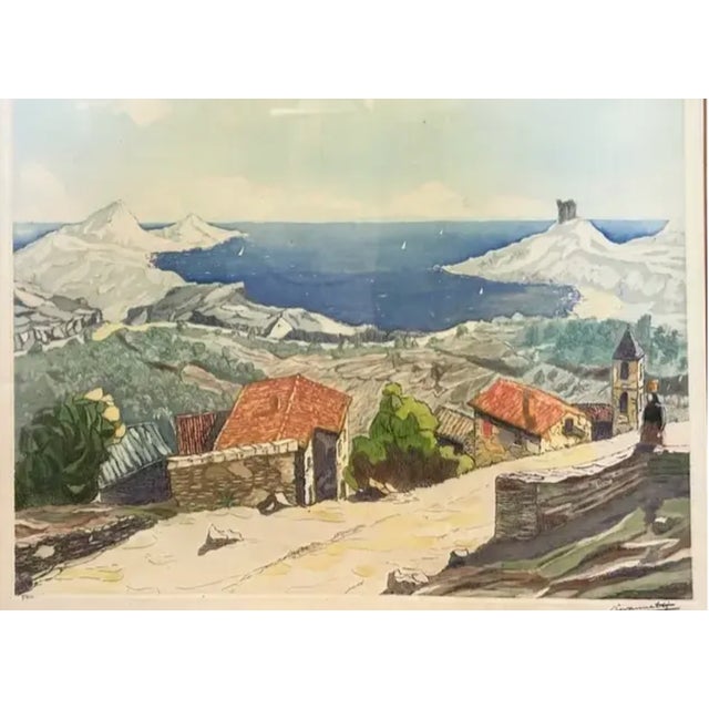 Italian Mid Century Colored Lithograph in Silver Gilt Frame, Signed by Italian Artist Raimondo Giovanettii, Signed For Sale - Image 3 of 8