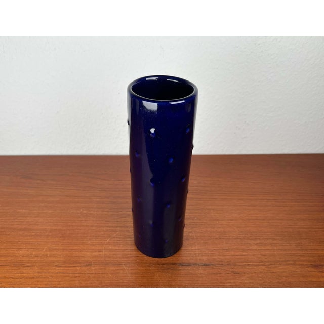 Mid-Century Modern German Cobalt Blue Ceramic Bangkok Series Vase from Melitta, 1960s For Sale - Image 9 of 13