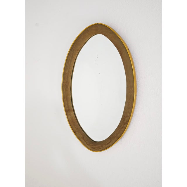Mid-Century Modern Oval Wall Mirror in Brass and Velvet, 1960s For Sale - Image 10 of 10