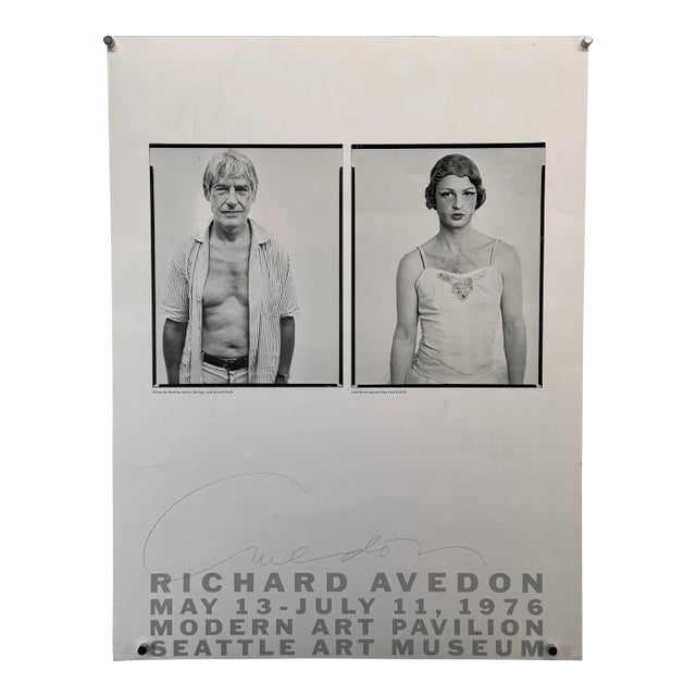 Richard Avedon Signed Exhibition Poster - Seattle Art Museum, 1976, with Willem De Kooning For Sale