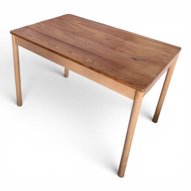 1960s Mid-Century Modern Blonde Elm and Beech Desk Table and Bentwood Chair from Ercol, 1960s, Set of 2 For Sale - Image 5 of 11