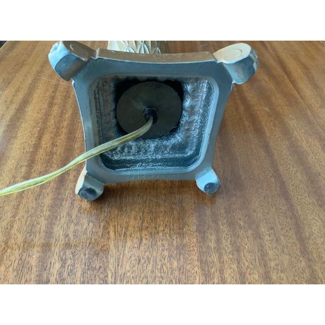 Gold 1980’s French Style Gold Tone Wrought Iron Metal Table Lamps - a Pair For Sale - Image 8 of 11