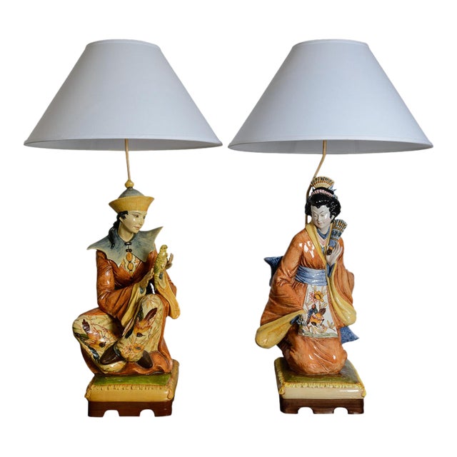 Chinoiserie Table Lamps by Domenico Poloniato, 1950s a Pair For Sale