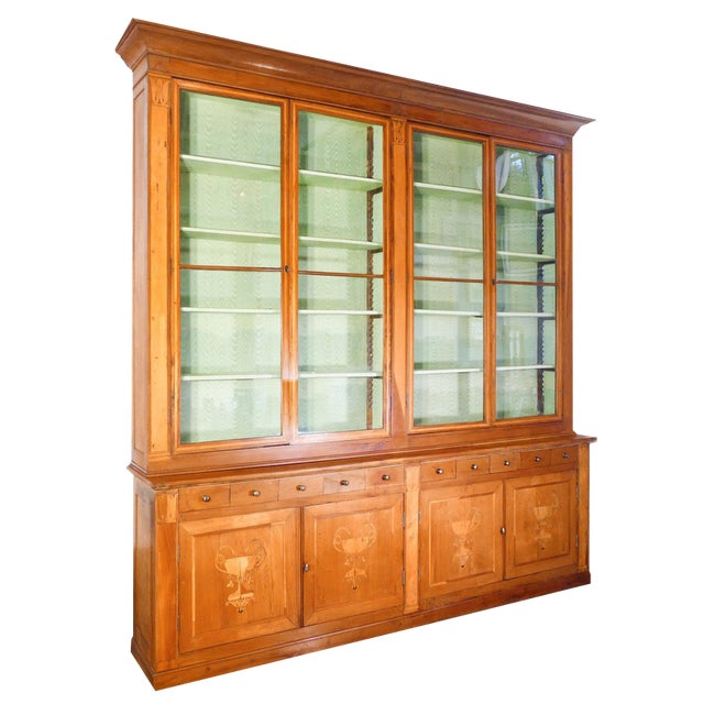 Large Cherry Pharmacy Cabinet, 1800s For Sale
