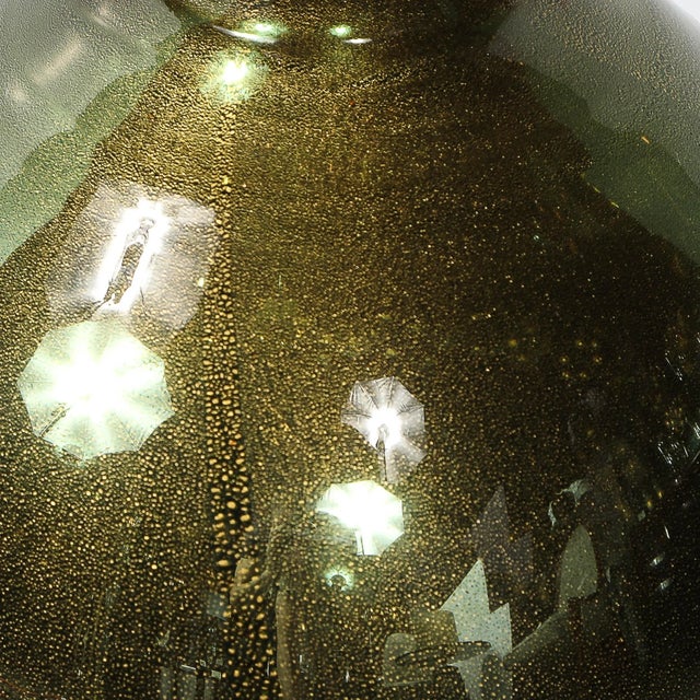 Modernist Hand-Blown Murano Smoked Emerald Glass Table Lamps W/ 24k Gold Flecks For Sale - Image 4 of 12