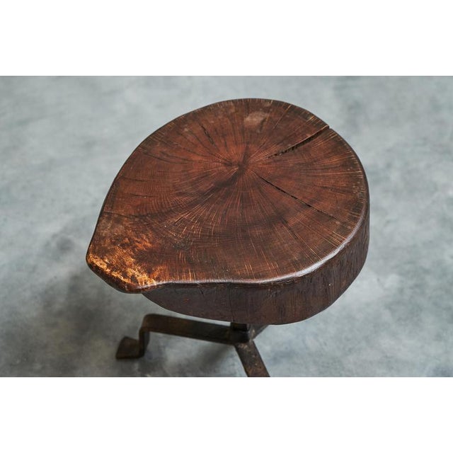 Mid-Century Tree Trunk Stool or Side Table in Wood and Wrought Iron, 1950s For Sale - Image 4 of 11