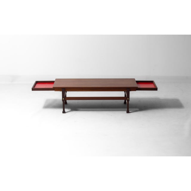 Italian Coffee Table in Teak with Hidden Drawers, 1960s For Sale - Image 6 of 16