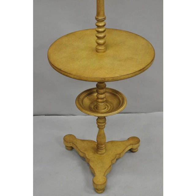 French Country Vintage French Country Carved Wood Candlestick Tea Table Pedestal Floor Lamp For Sale - Image 3 of 12