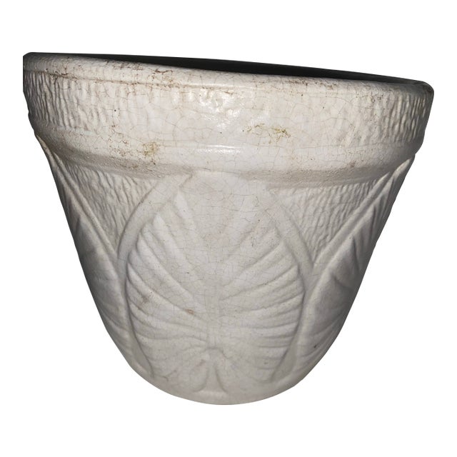 19th Century Red Wing Pottery Planter Antique Red Wing Elephant Ear Planter. For Sale